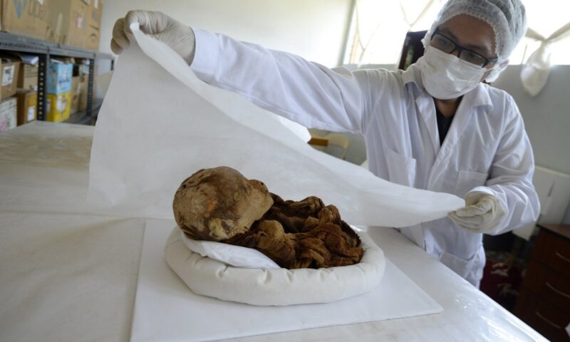 Discover mummified pre-inca baby at Puruchuco-Huaquerone in Peru