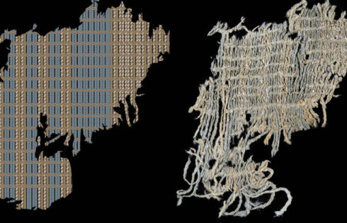 Los investigadores encontraron hilos de color azul que decoran una tela de rayas hallada en el sitio Huaca Prieta de Perú. (SCIENCE PARA LN)